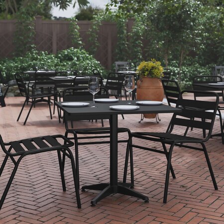 Flash Furniture Mellie 31.5'' Black Square Metal Indoor-Outdoor Table with Base TLH-053-3-BK-GG